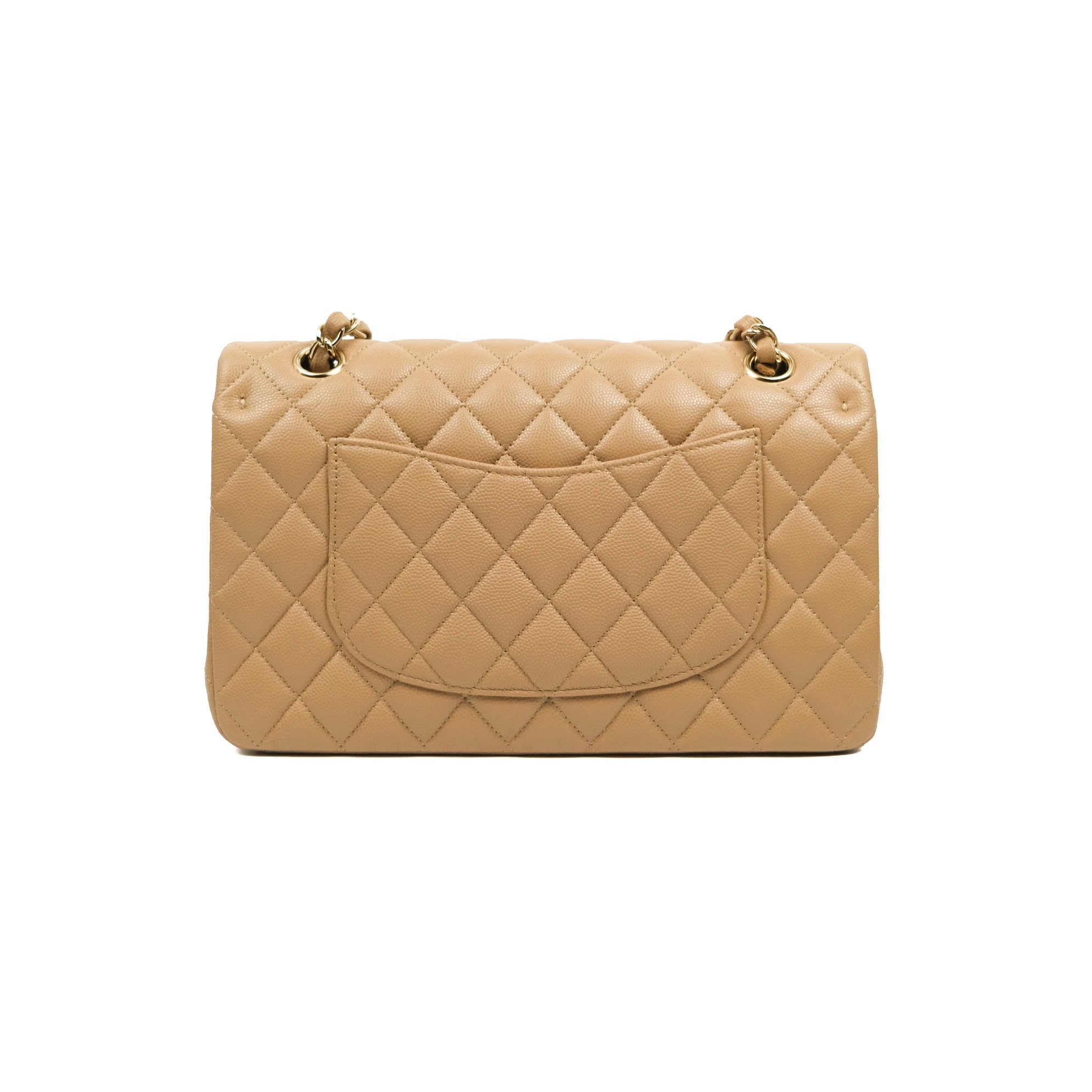 Chanel Classic Medium Double Flap Bag in Dark Beige Caviar Leather with Gold Hardware | Luxury Designer Handbag for Women | Perfect for Work, Evening Events & Everyday Use