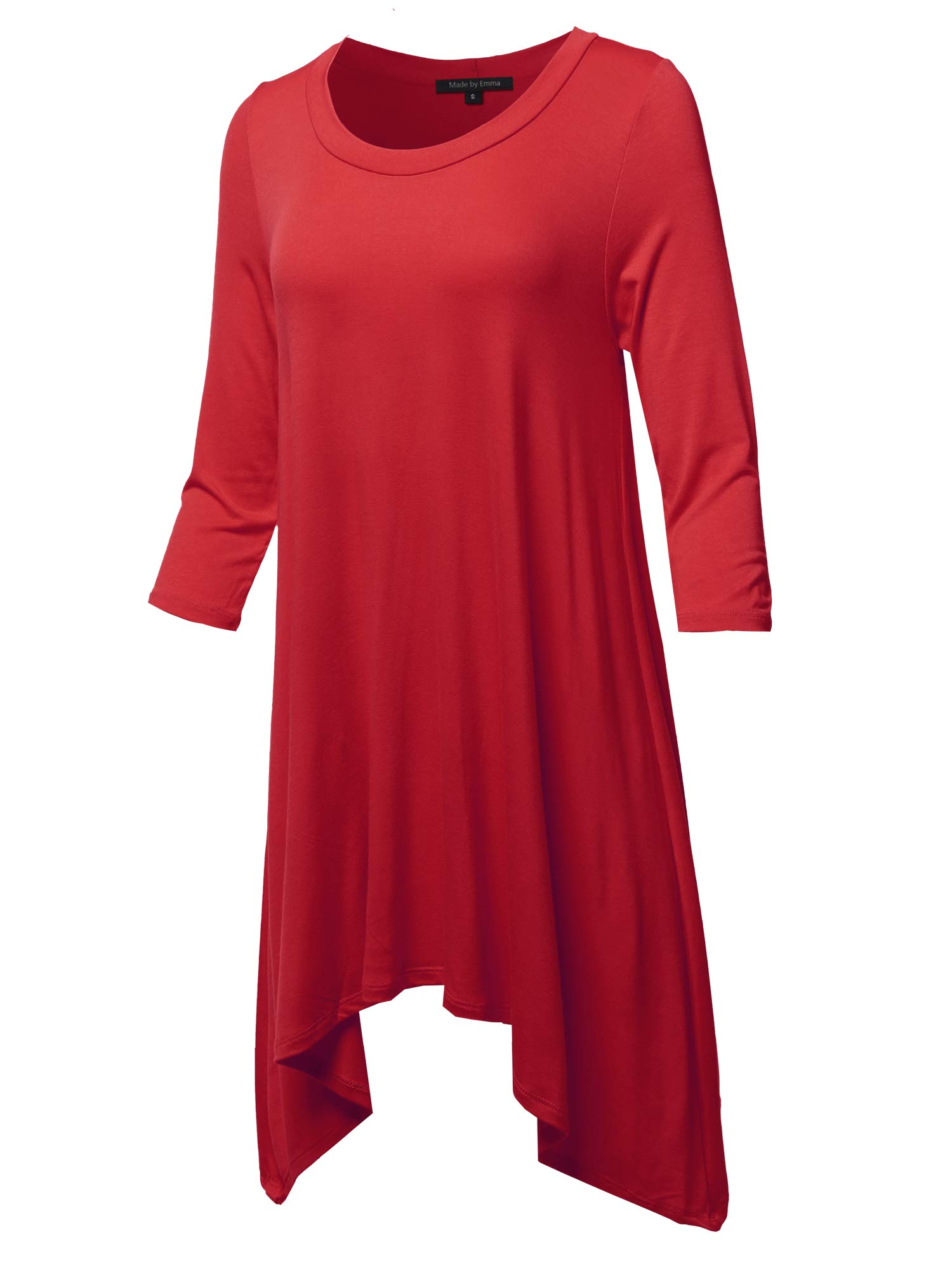 Emma Women's Casual Loose Fit Dolman Sleeve Tunic Dress Top - Comfortable Flowy Blouse for Everyday Wear, Work & Weekend Outfits