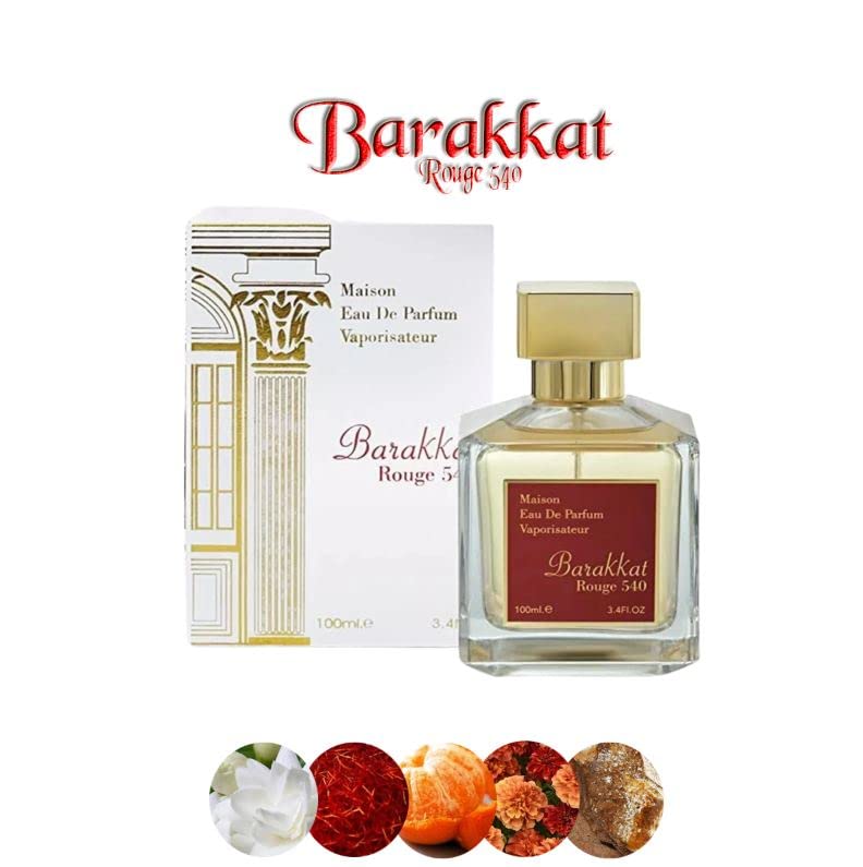 FragMade - B A R A K K A T Rouge 540 EDP (100 ml) Unisex Perfume | Turkish Rose & Bulgarian Rose Scent | Oud & Violet Blend | Long-Lasting Luxury Fragrance for Men & Women | Perfect for Date Night, Special Occasions & Gift Giving
