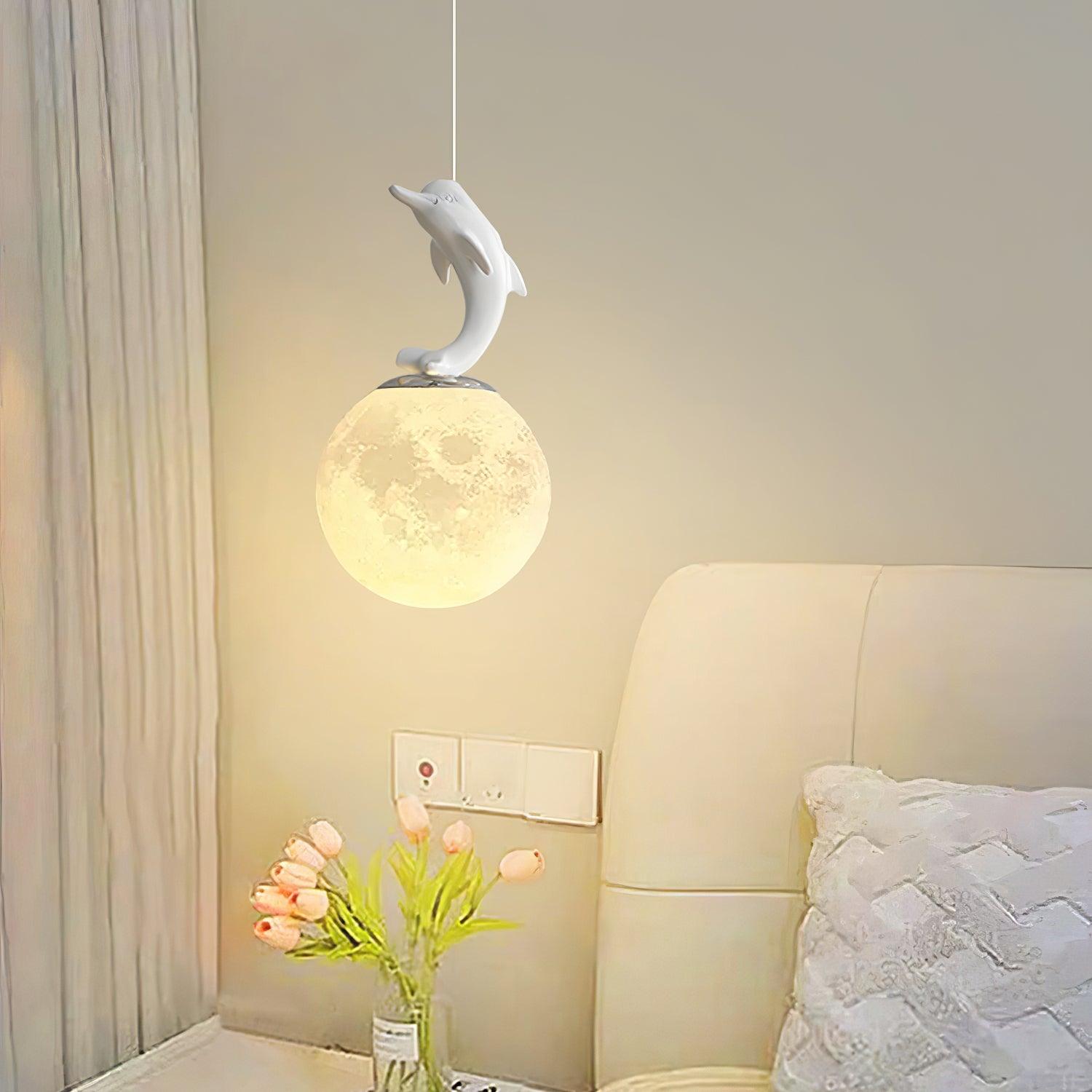 Animal and Moon Pendant Light - Modern Celestial Nursery Decor, Bedroom Ceiling Fixture for Kids Room, Boho Home Lighting