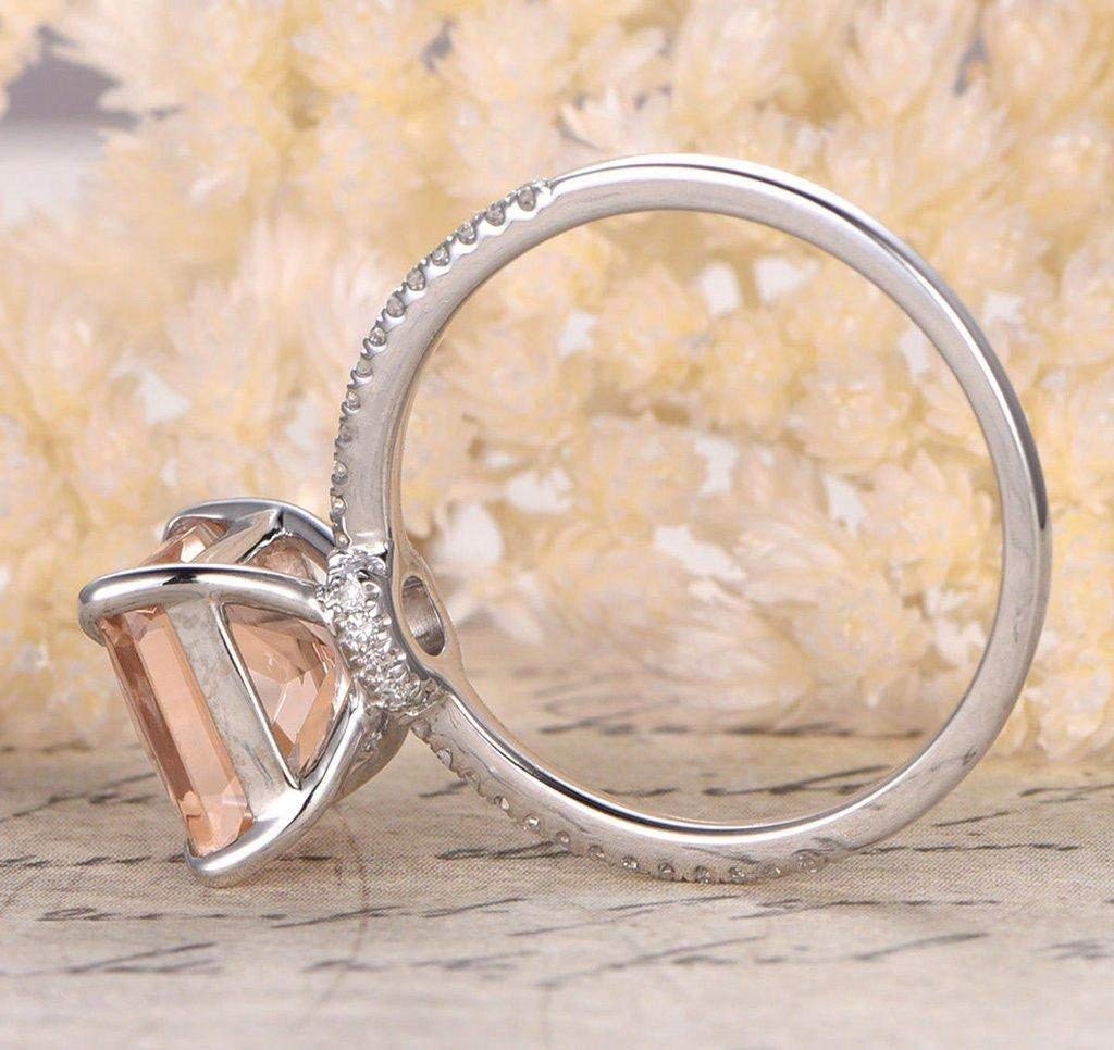 1.25 Carat Peach Pink Morganite Princess Cut Diamond Engagement Ring in 18k Gold Plating - Perfect for Proposals, Weddings & Anniversaries