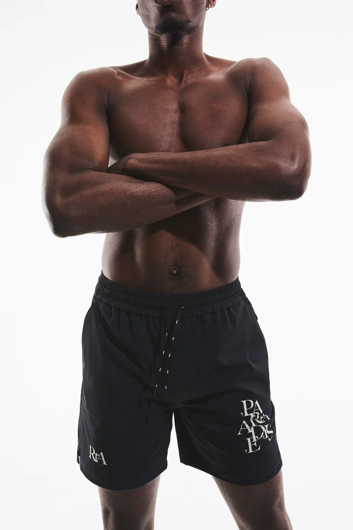 RTA Matt Black Cross Paradise Shorts for Men - Trendy Streetwear Fashion with Comfortable Fit - Perfect for Casual Outings, Gym, and Summer Wear