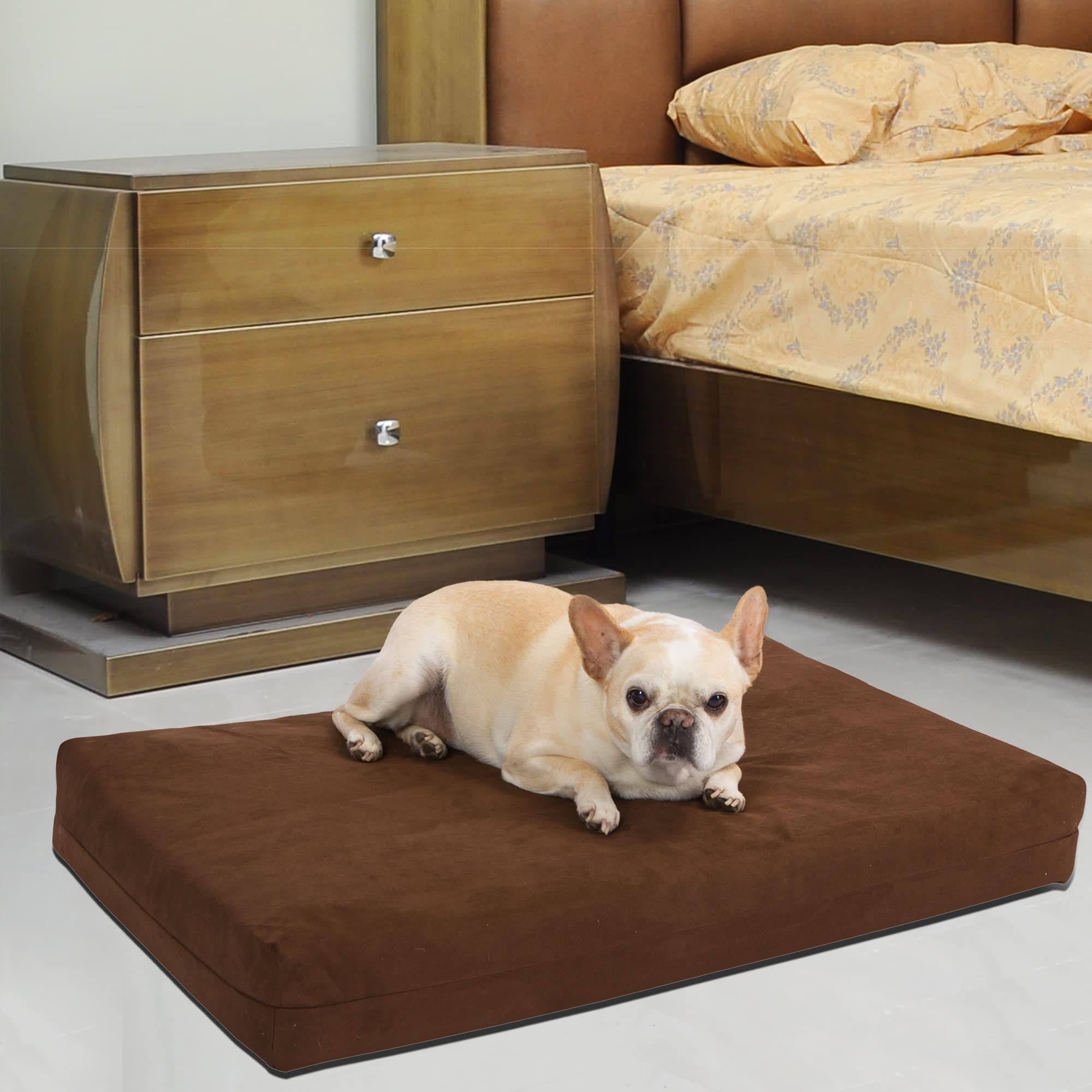 Orthopedic Dog Bed with Gel Memory Foam - Washable Pet Bed for Large & Medium Dogs, Removable Cover, Medium Brown - Perfect for Joint Pain Relief & Comfortable Sleeping in Living Room or Bedroom