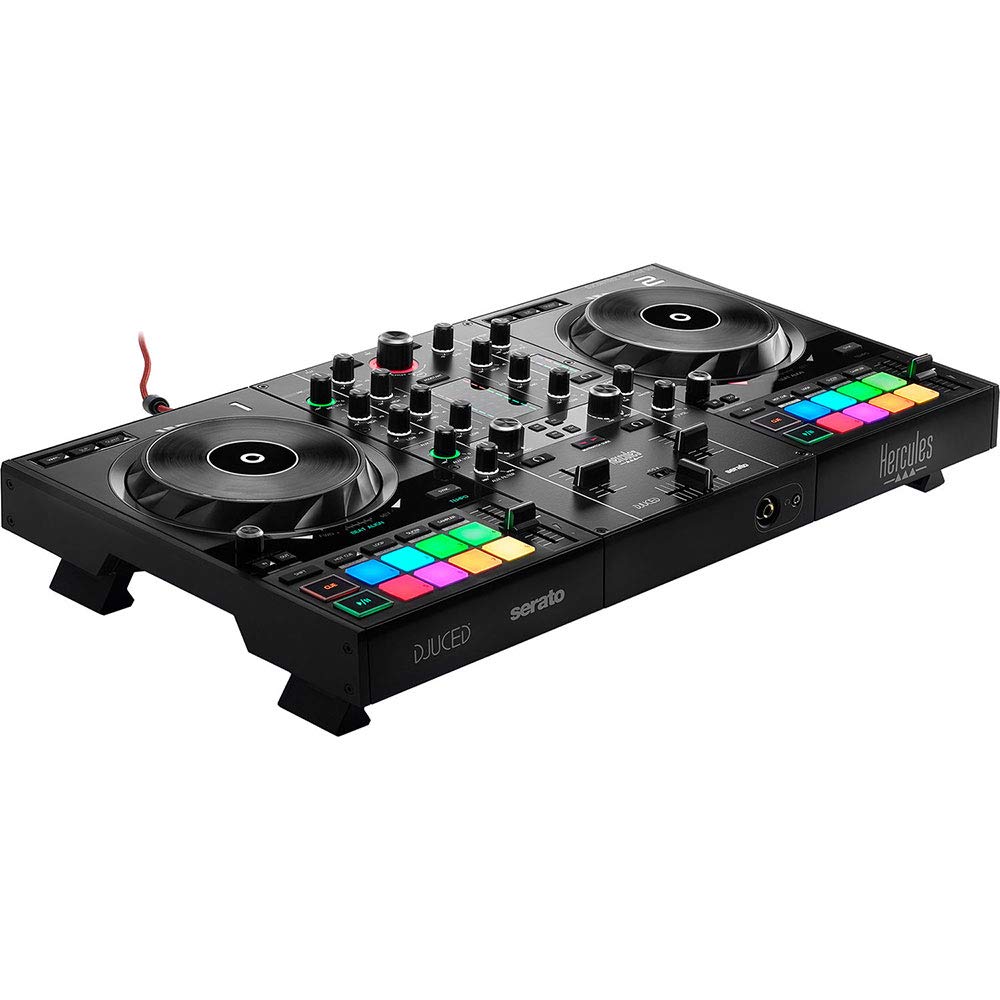 Hercules DJControl Inpulse 500 Professional DJ Controller with HDP DJ45 Over-Ear Headphones & RCA Cable Bundle - Perfect for Home DJing, Club Performances & Music Production