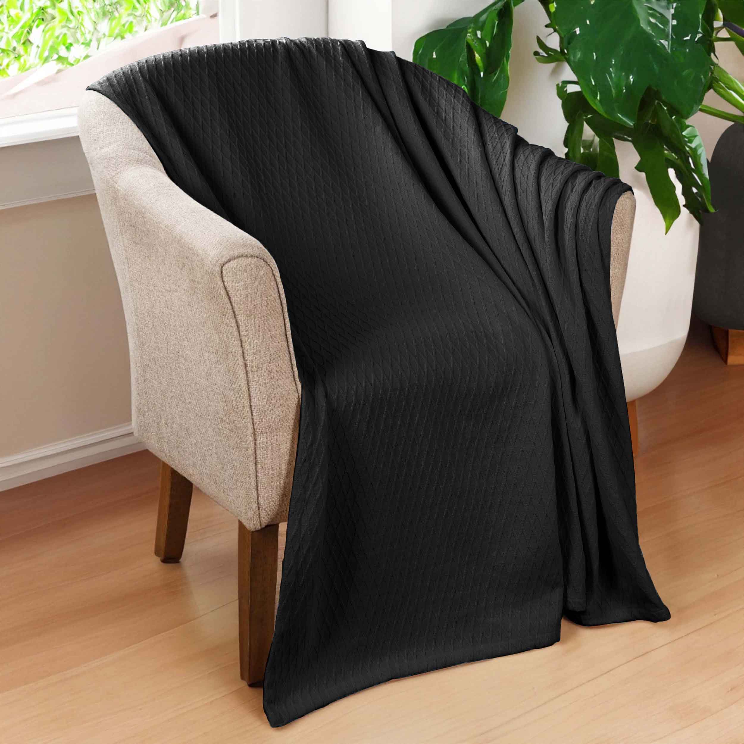 Premium Cotton All-Season Diamond Pattern Bed Blanket & Sofa Throw - Soft Cozy Blanket for Bedroom, Living Room, Travel and Gift Giving