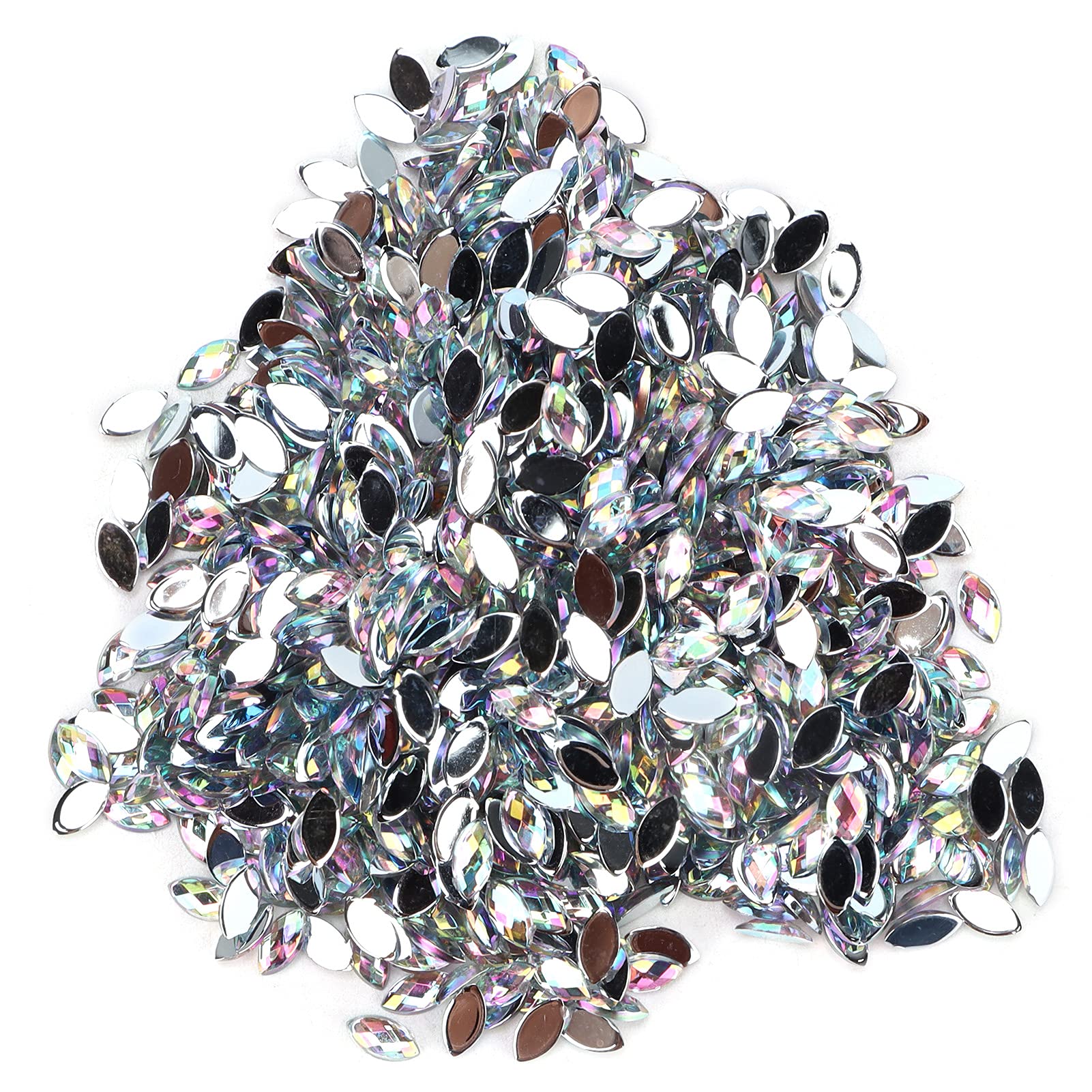 1000Pcs White Horse Eye Rhinestones - Flatback Faceted Glass Crystals for DIY Crafts, Jewelry Making, Costume Design & Nail Art Decoration