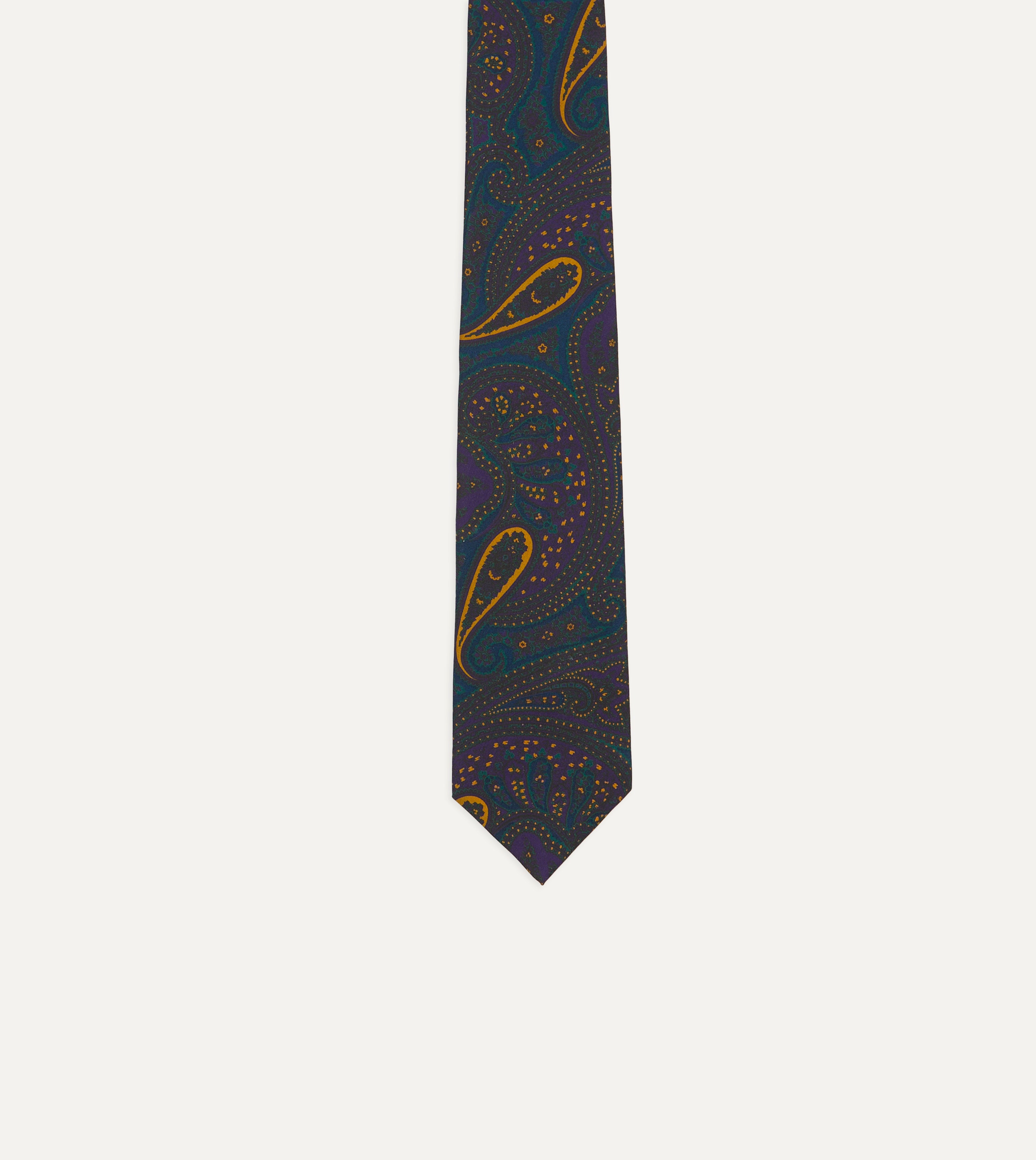 Elegant Teal & Purple Large Paisley Print Madder Silk Self-Tipped Necktie | Formal Business & Wedding Accessory for Men