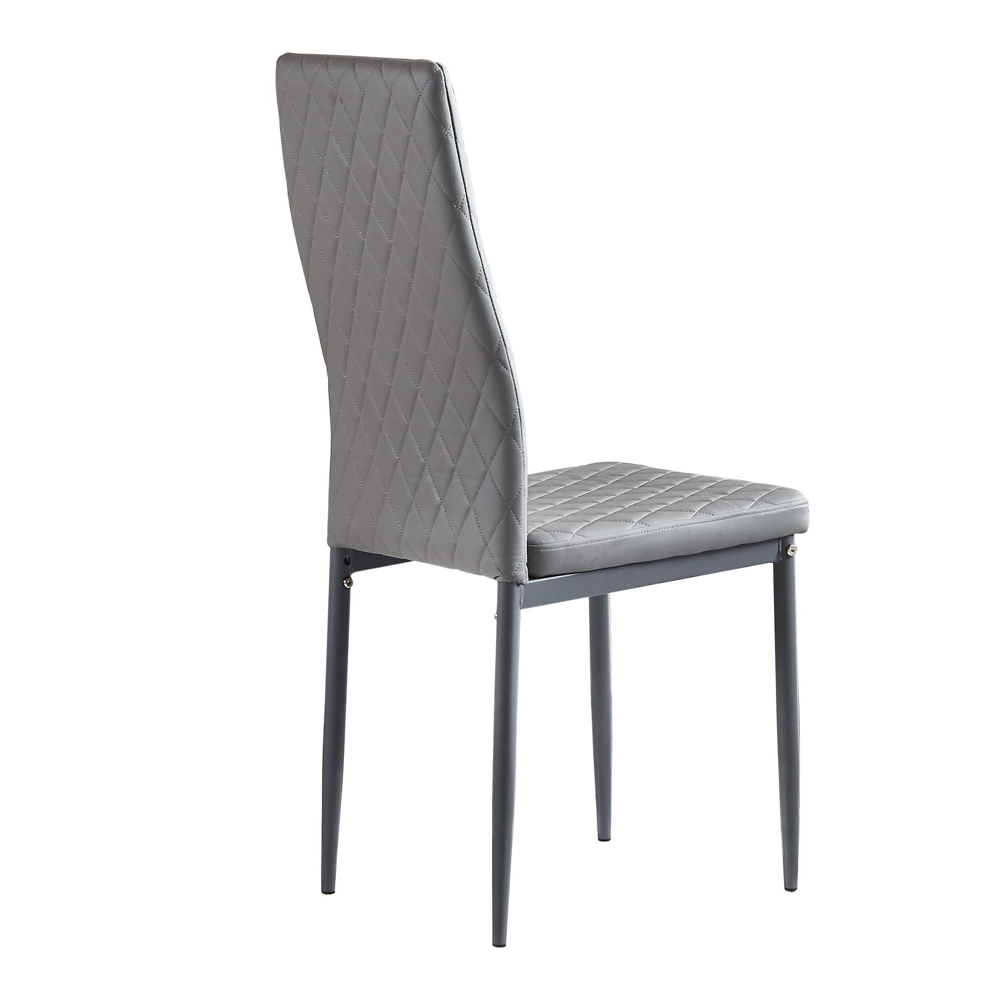 4-Piece High Back Upholstered Dining Chairs Set with Steel Frame - PU Leather Kitchen & Conference Chairs for Home, Office (Light Gray) | Easy to Clean, Modern & Comfortable Seating for Dining Room, Kitchen, Meetings