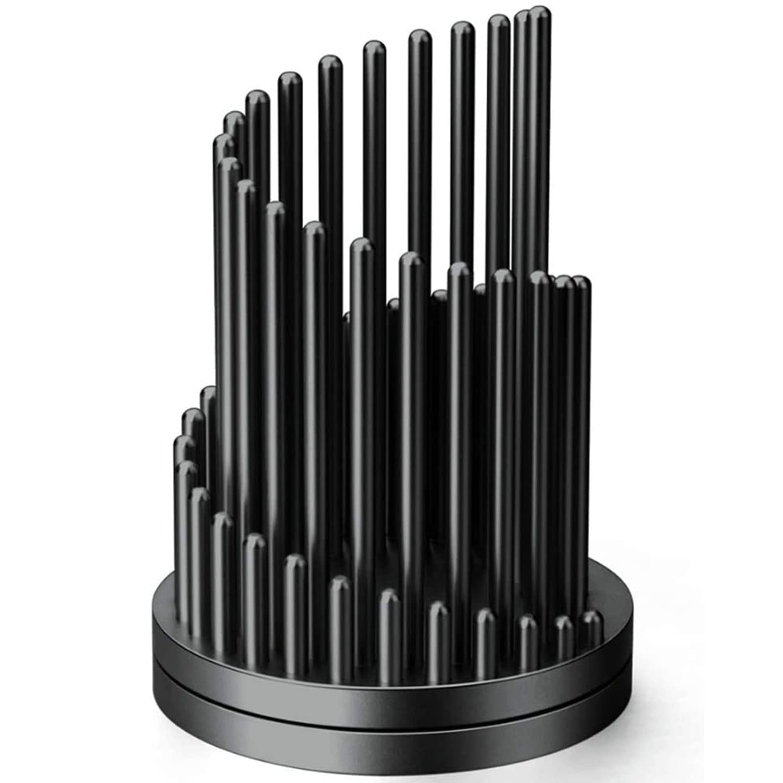 Rotating Desk Pen Holder - Metal Makeup Brush Organizer with Quick-Spin Design, Black Office Stationery for Stress Relief | Perfect for Home Office, Makeup Vanity & School Supplies Organization