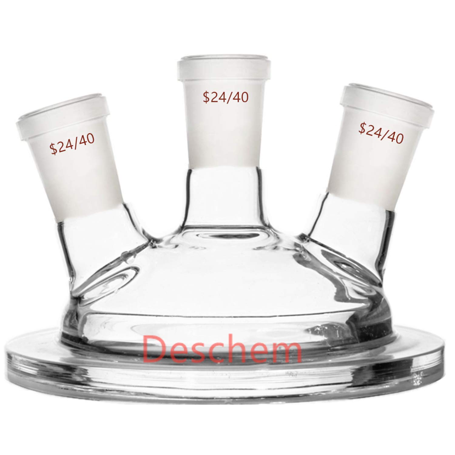 24/40 Three Neck Glass Reactor with Round Bottom - Laboratory Reaction Kettle with 3-Neck Lid & Steel Clamp for Chemical Synthesis, Distillation & Research Experiments