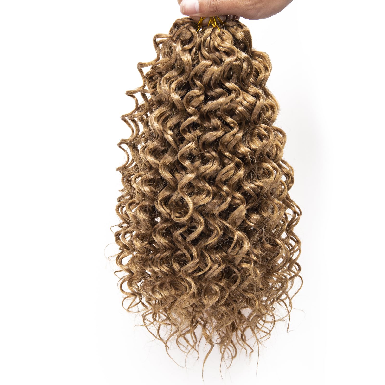 GoGo Curl Crochet Hair Extensions for Women - 12 Inch Water Wave Human Hair (Pack of 6) #27 - Deep Wave Beach Curls for Natural Look | Perfect for Braiding, Styling & Everyday Wear