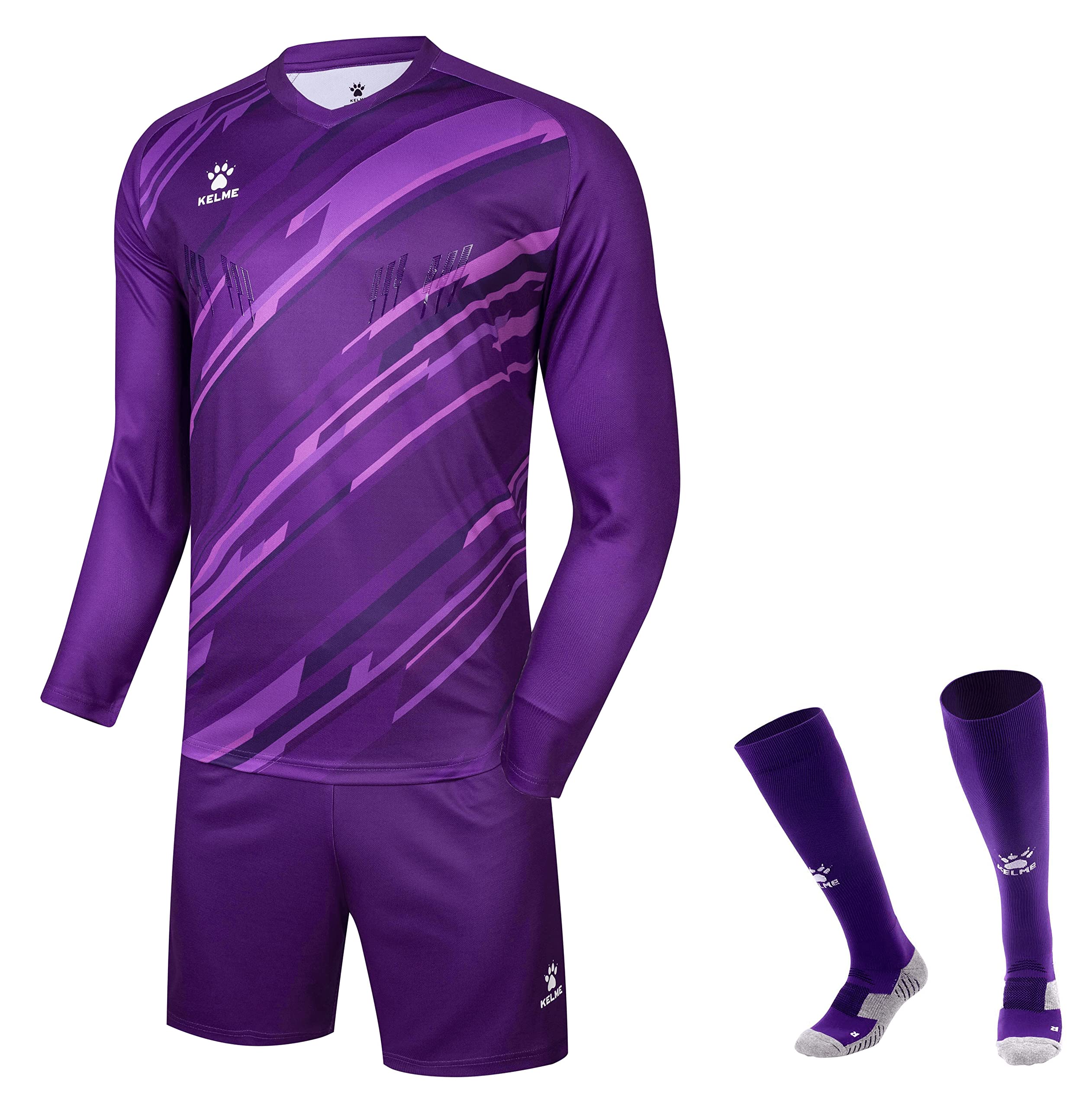 KELME Professional Soccer Goalkeeper Jersey Set - Padded Goalie Shirt, Shorts & Socks for Men & Kids | Breathable Football Uniform for Training & Matches