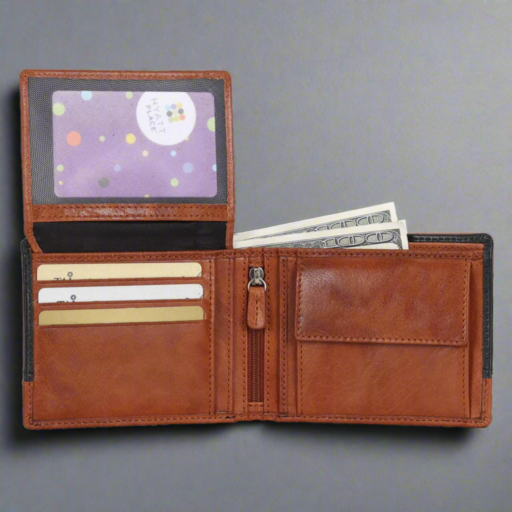 BOL Bi-Fold Wallet for Men - Genuine Leather RFID Blocking - Slim Minimalist Design - Black & Brown - Perfect for Everyday Carry & Travel