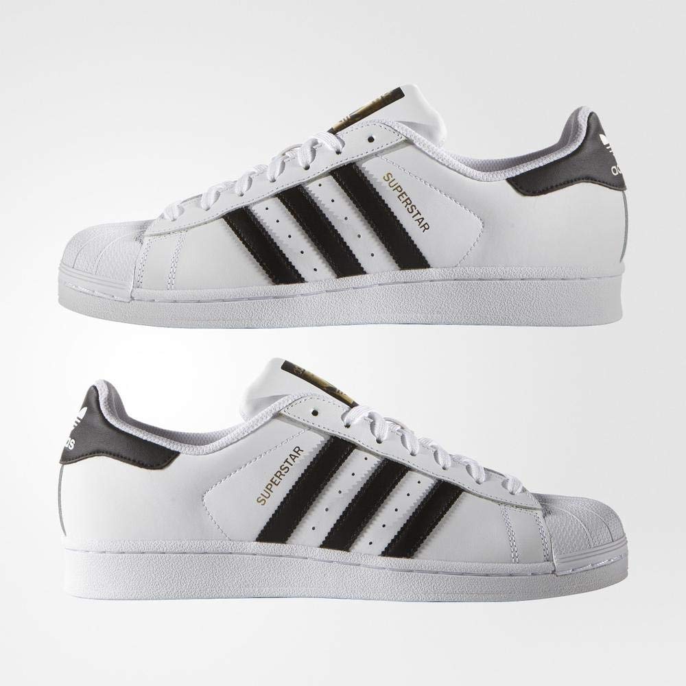 Adidas Superstar Unisex Sneakers - White/Black Basketball Shoes for Men & Women - Size 10.5 UK (45 1/3 EU) - Perfect for Casual Wear, Street Fashion & Sports Activities