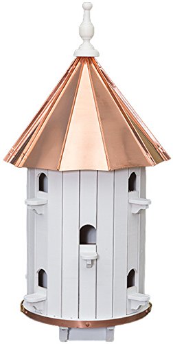 10 Hole Bird House with High Roof & Copper Top - Extra Large 31 Inches Tall - Handcrafted Amish Made in USA - Perfect for Garden, Backyard & Outdoor Bird Watching