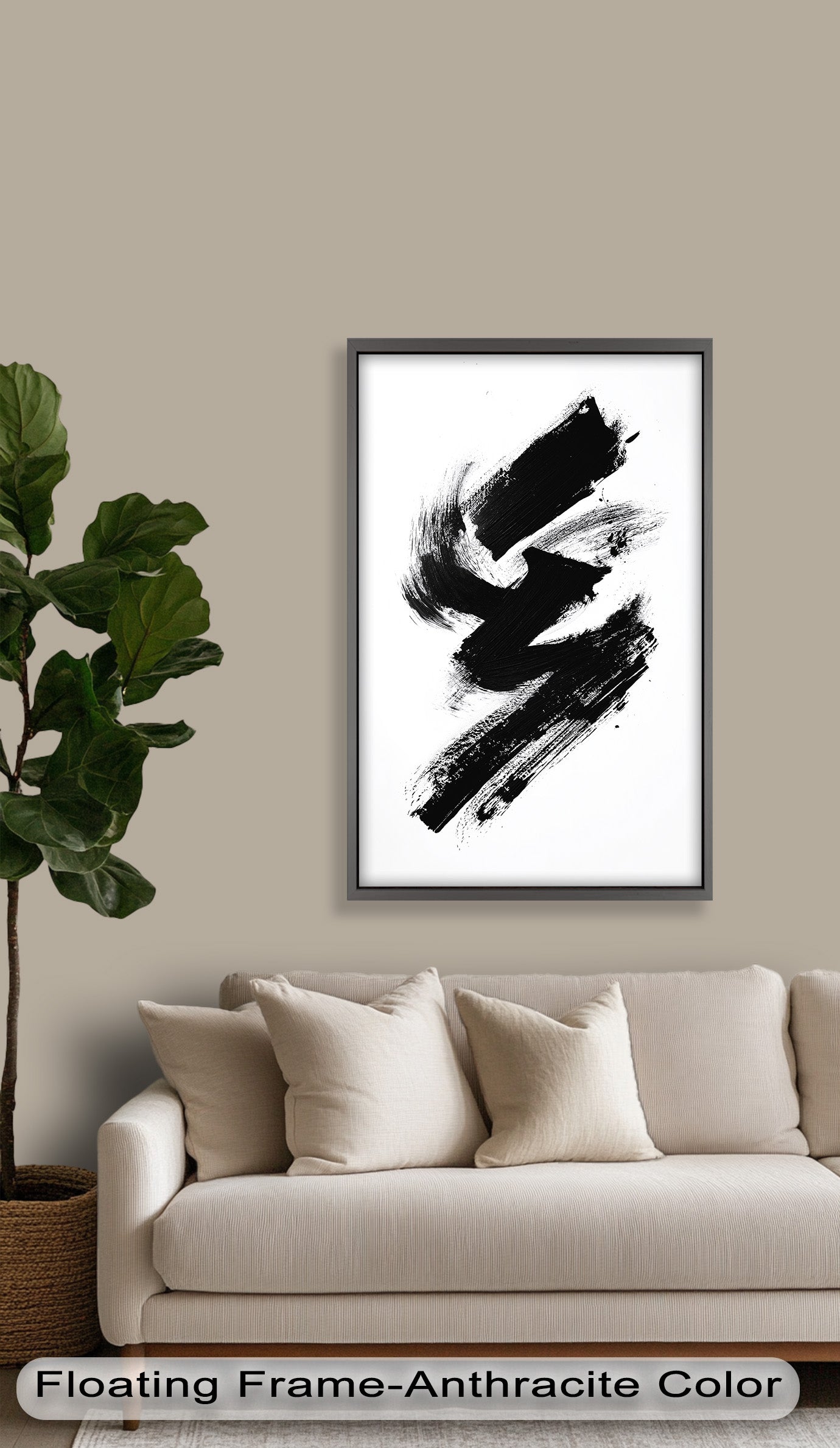 Black Brushstroke Abstract Oil Painting - Modern Wall Art for Living Room, Bedroom & Office Decor