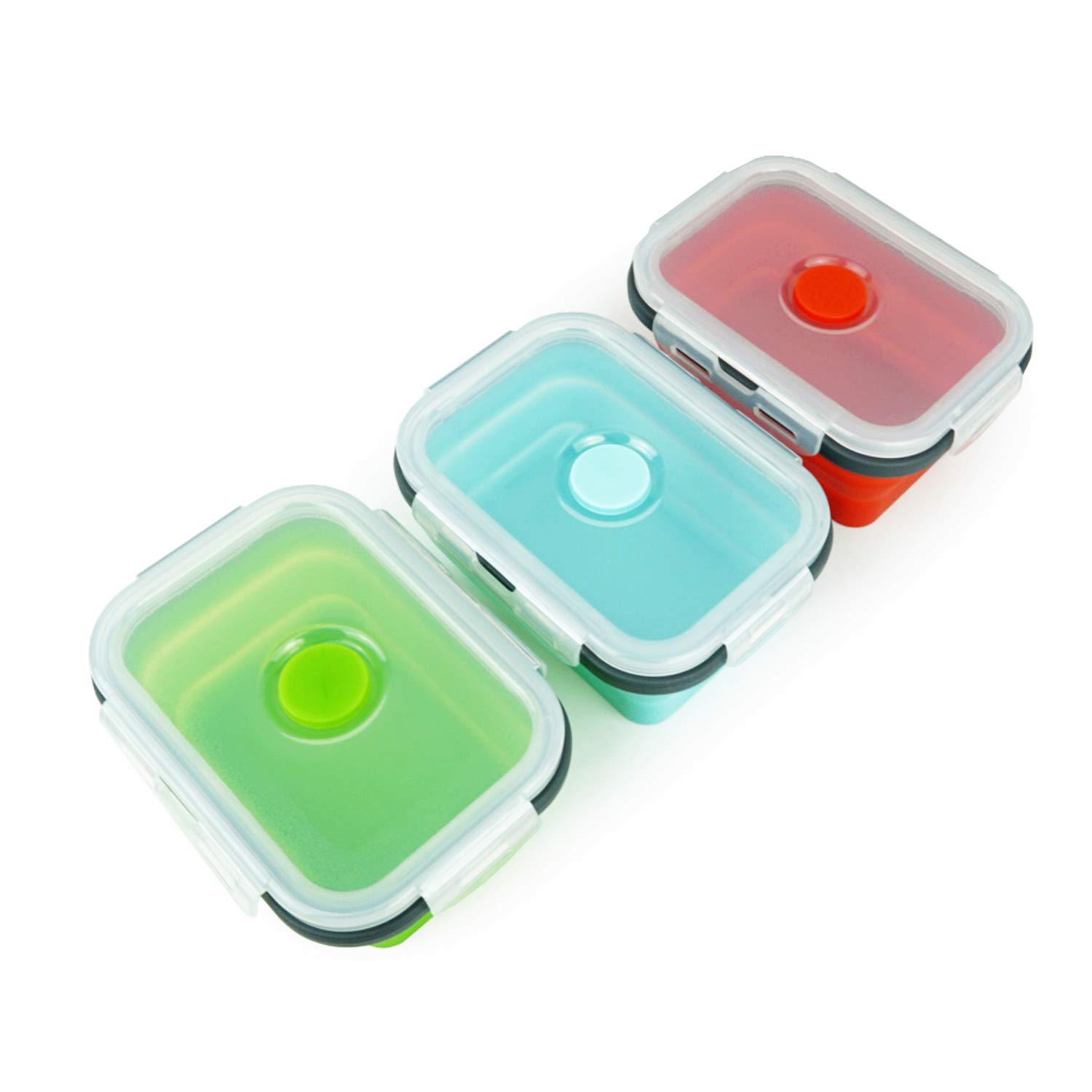 ECOmorning 3-Piece Collapsible Silicone Food Storage Containers Set with Airtight Lids - Microwave, Freezer & Dishwasher Safe (350ML) - Perfect for Meal Prep, Lunch Box & Leftovers Storage