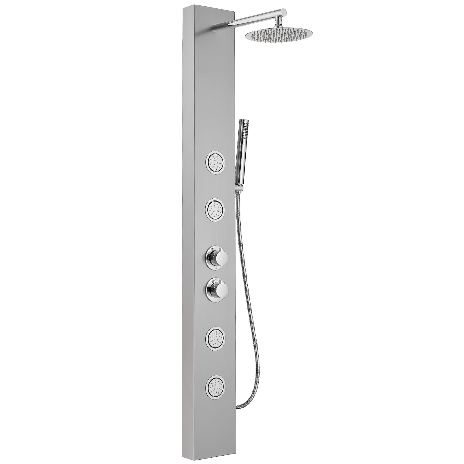 Premium Stainless Steel Shower Panel Tower System with 4 Adjustable Body Jets & 8