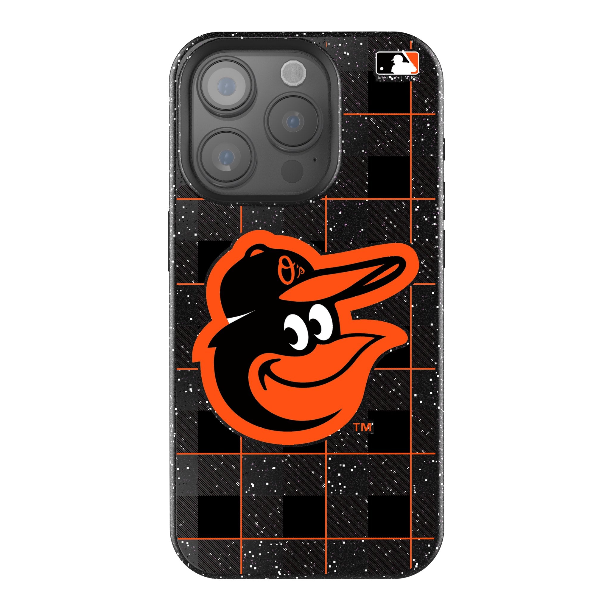 Baltimore Orioles Plaid Bling Rhinestone Phone Case for iPhone & Samsung - Stylish Protective Cover for Baseball Fans & Game Day Outfits