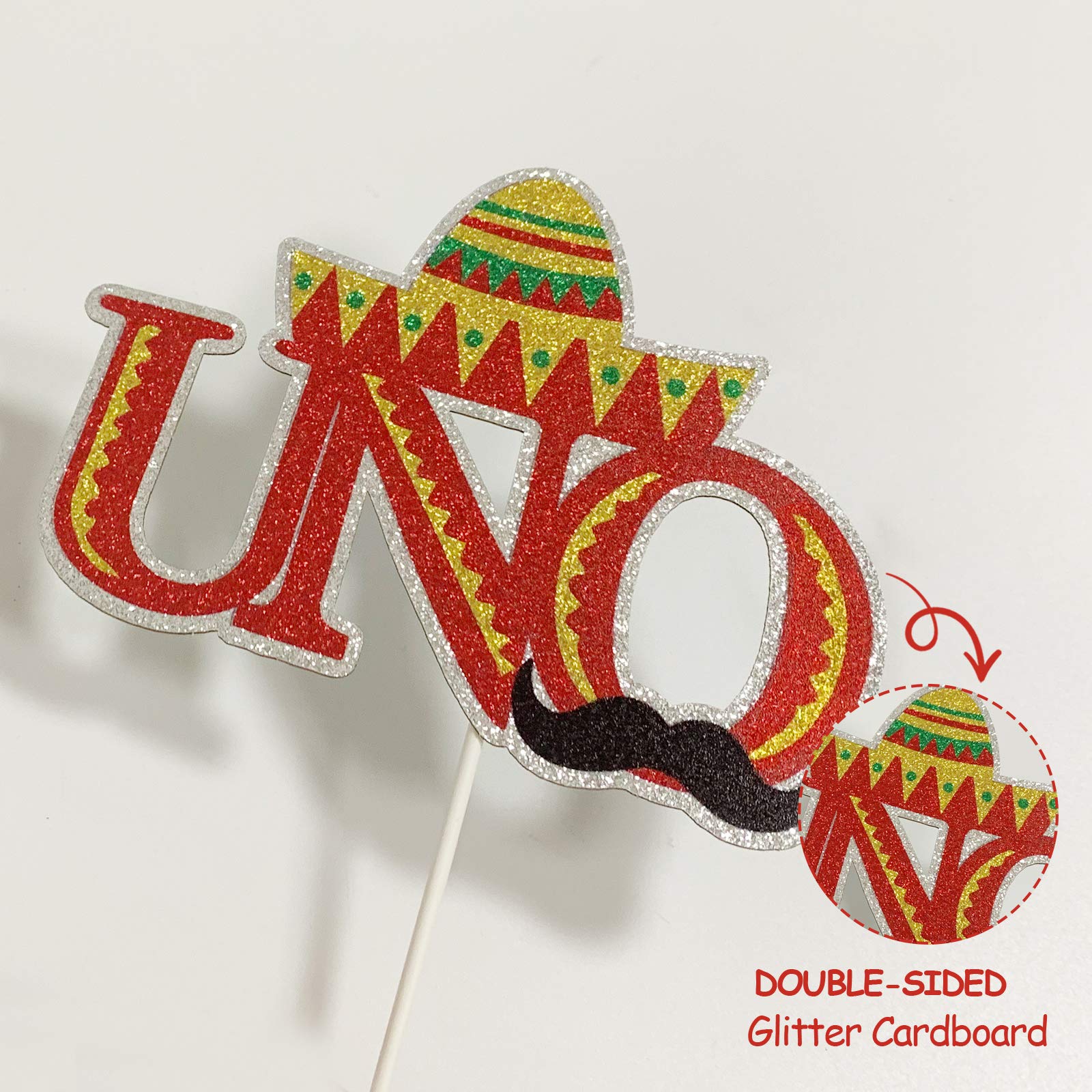UNO Cake Topper Decorations - First Birthday Party Supplies for 1 Year Old Baby Shower | Carnival Theme Celebration Decor for Kids Birthday Cakes and Desserts