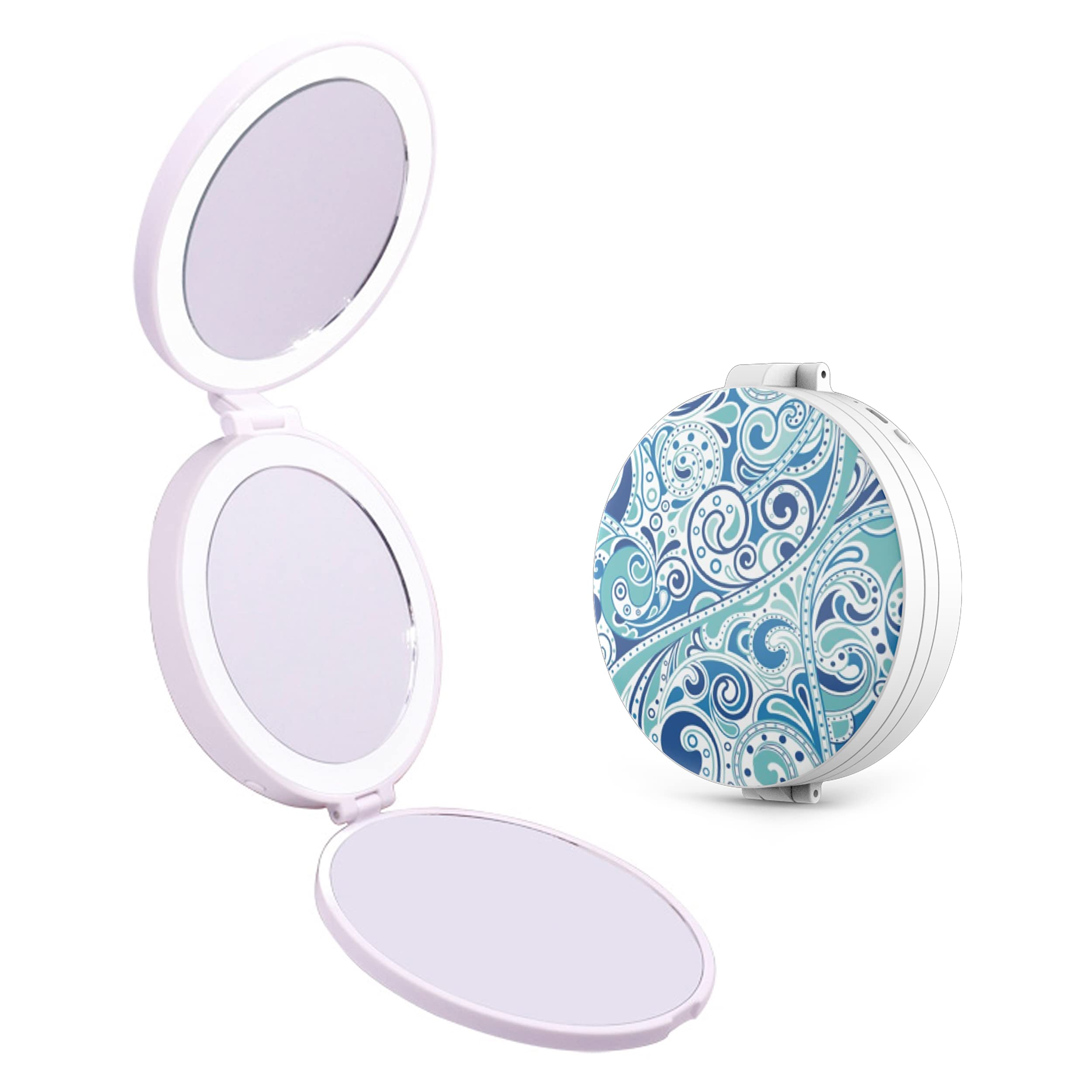 3-in-1 Trifold Lighted Makeup Mirror with 1X/5X/10X Magnification - 24 Dimmable LED Vanity Mirror for Precise Makeup Application - Portable Travel & Back to School Essential - Distortion-Free, 3.8 x 3.8 Inches, 1-Inch Thick - Perfect for Home, Dorm, Salon & On-the-Go Touchups