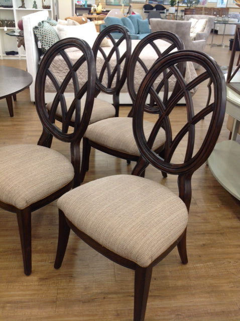 4-Piece Dark Wood & Fabric Dining Chair Set - Modern Kitchen & Dining Room Furniture for Home & Restaurant Use