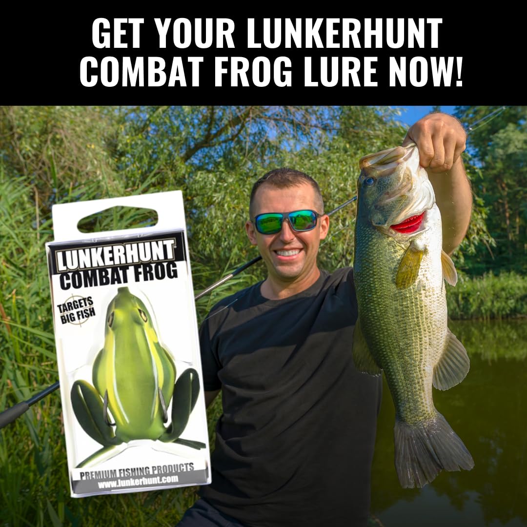 Lunkerhunt Topwater Fishing Lures - Weedless Hollow Body Frog Bait for Bass & Trout | Award-Winning Combat Frog Lure Catches Big Fish | Perfect for Freshwater Lakes, Ponds & Heavy Cover Areas