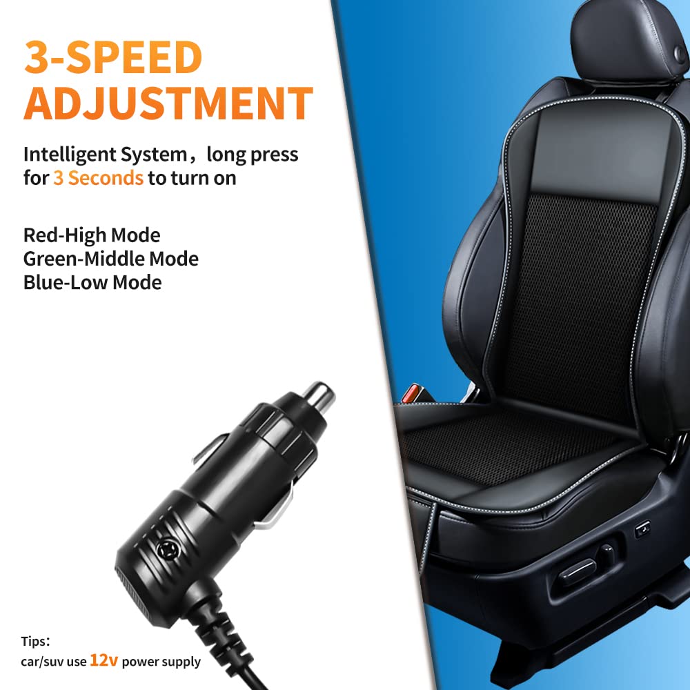 Cooling Car Seat Cushion with 10 Fans & 3-Temperature Settings - 12V Ventilated Seat Cover Cools in 15 Seconds - Breathable Mesh with Storage Pockets for Summer Driving Comfort - Perfect for Road Trips, Commuting & Hot Weather