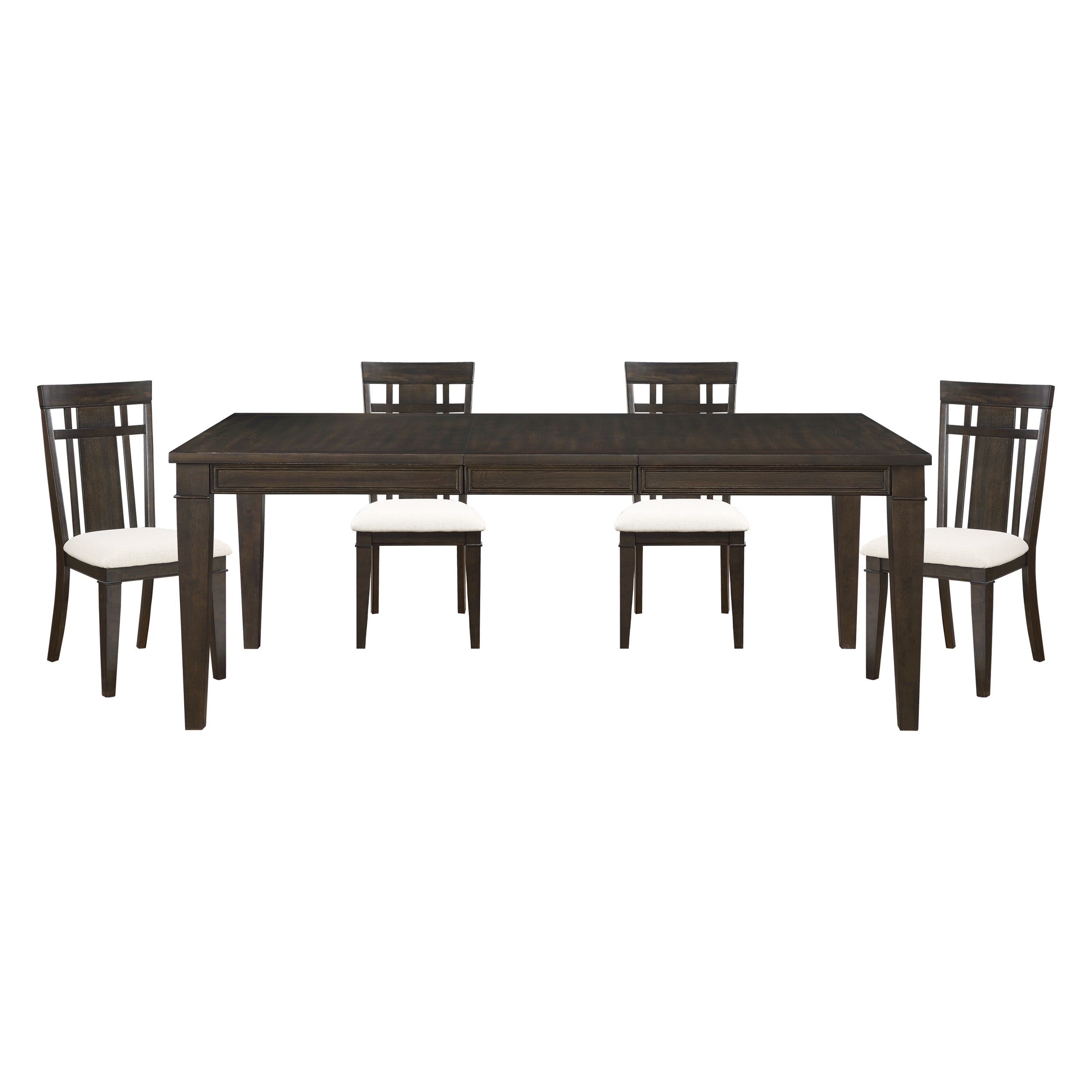 Dark Brown Wooden Dining Chairs Set of 2 - Classic Beige Upholstered Side Chairs for Kitchen, Breakfast Nook & Formal Dining Room