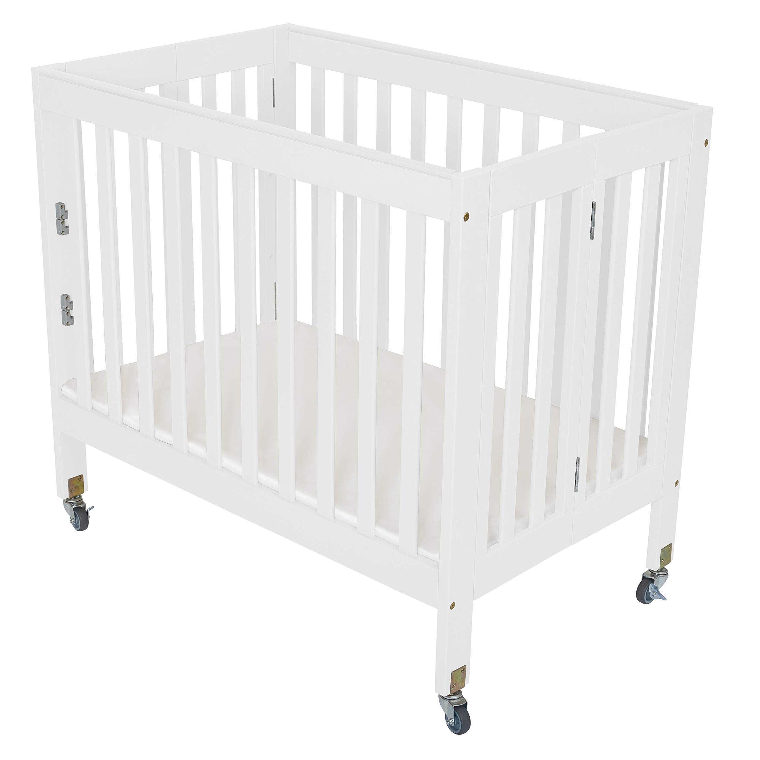 Foldable Portable Crib with Wheels - Lightweight Travel Baby Bed for Home & On-the-Go - Perfect for Nursery, Travel, Camping & Grandparents' House (White)
