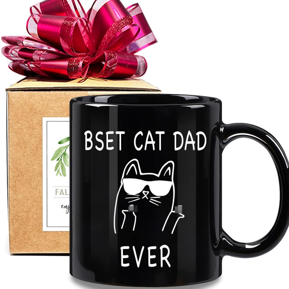 Best Cat Dad Ever Coffee Mug - Funny Cat Theme Gift for Men, Cat Lovers & Pet Owners - Perfect for Father's Day, Christmas, Birthday & Anniversary - Ideal for Office Use, Home Decor & Gift Giving