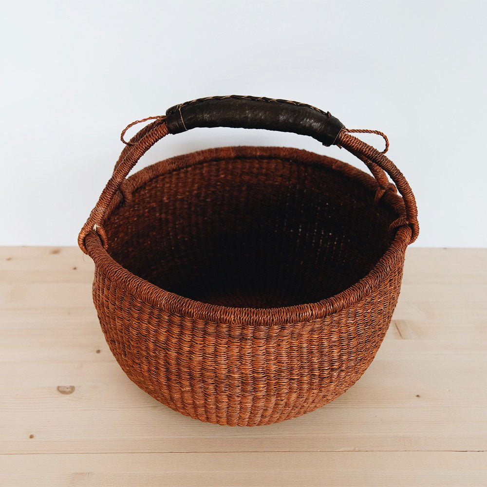 Handwoven Bolga Basket with Cinnamon Finish - Perfect for Home Decor, Storage & Gift Giving - Eco-Friendly & Stylish for Living Room, Kitchen & Office Use