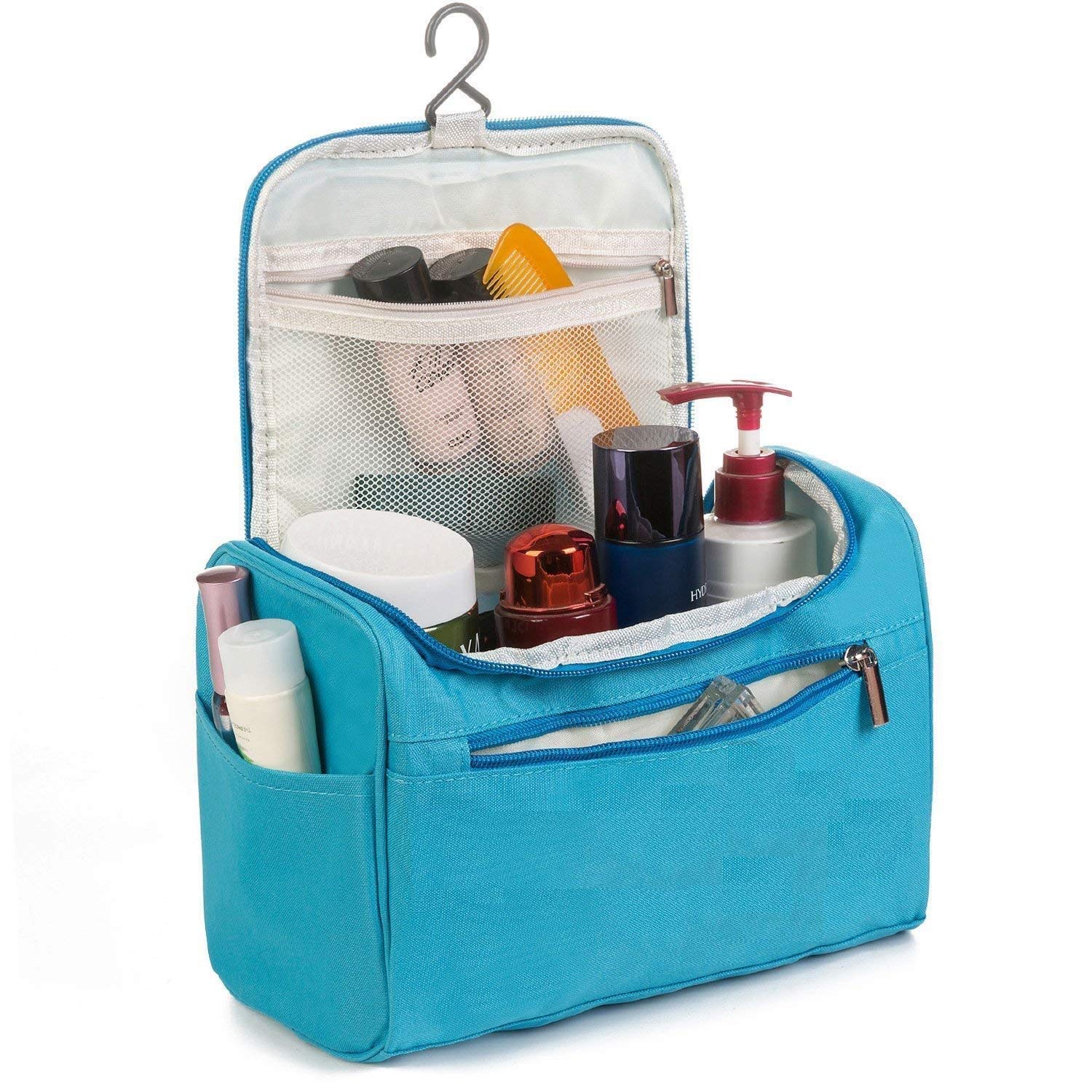 CHEM-AB ENTERPRISE ® Extra Large Travel Makeup Organizer Bag - Waterproof Cosmetic Case with Multiple Compartments for Women, Perfect for Air Travel, Gym & Home Storage (Navy Blue)