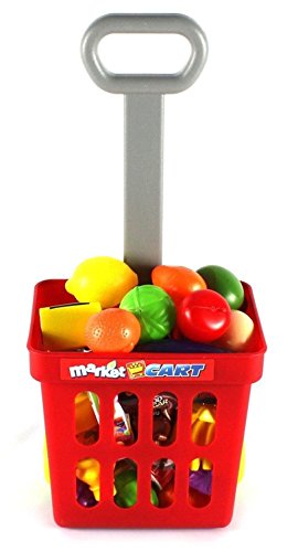 PowerTRC Kids Supermarket Toy Playset - Pretend Play Grocery Store with Shopping Cart, Food & Cash Register - Fun Educational Toy for Toddlers & Preschoolers (Great for Role Play & Learning)