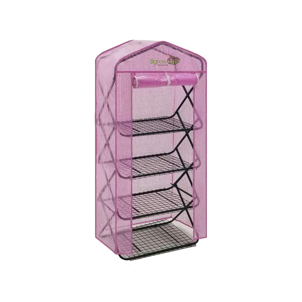 Ogrow® 4 Tier Pop-Up Greenhouse with Lilac Premium PE Cover - Portable Plant Protection for Indoor/Outdoor Gardening, Seed Starting & Plant Growing