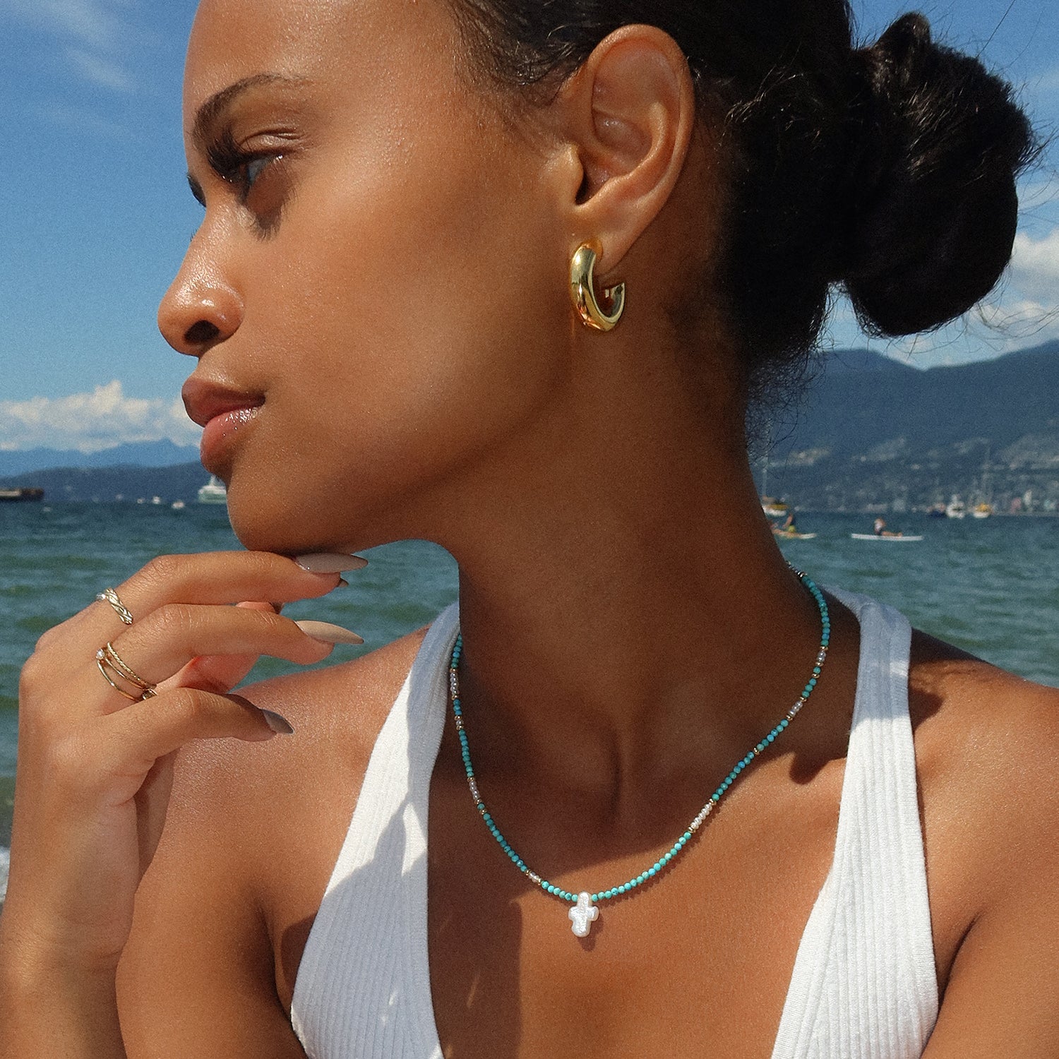Rhodes Hoops Gold Earrings for Women - 14K Gold Plated Hoop Earrings, Trendy & Elegant Jewelry Gift for Her - Perfect for Parties, Weddings & Everyday Wear