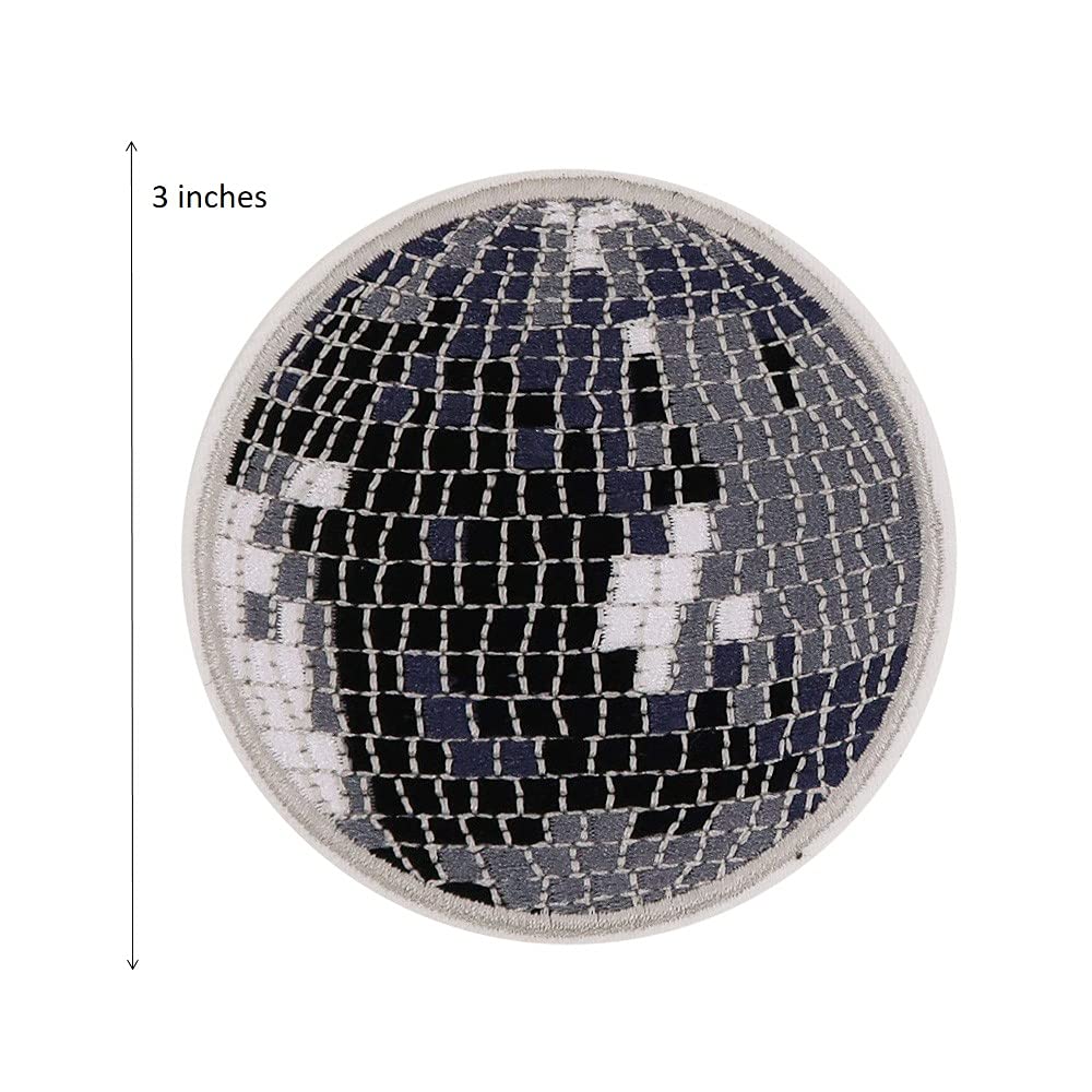Disco Light Embroidered Iron On Patches - 3 Pack DIY Sewing Patches for Jackets, Jeans & Bags - Fun 70s Disco Party, Festival & Costume Accessories