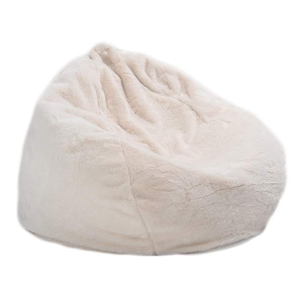 Luxury Faux Rabbit Fur Bean Bag Chair Cover - Soft Plush Sofa Lounger for Adults & Kids - 100X120cm (39.37X47.24 Inch) - White - Perfect for Living Room, Bedroom, Game Room & Dorm Decor