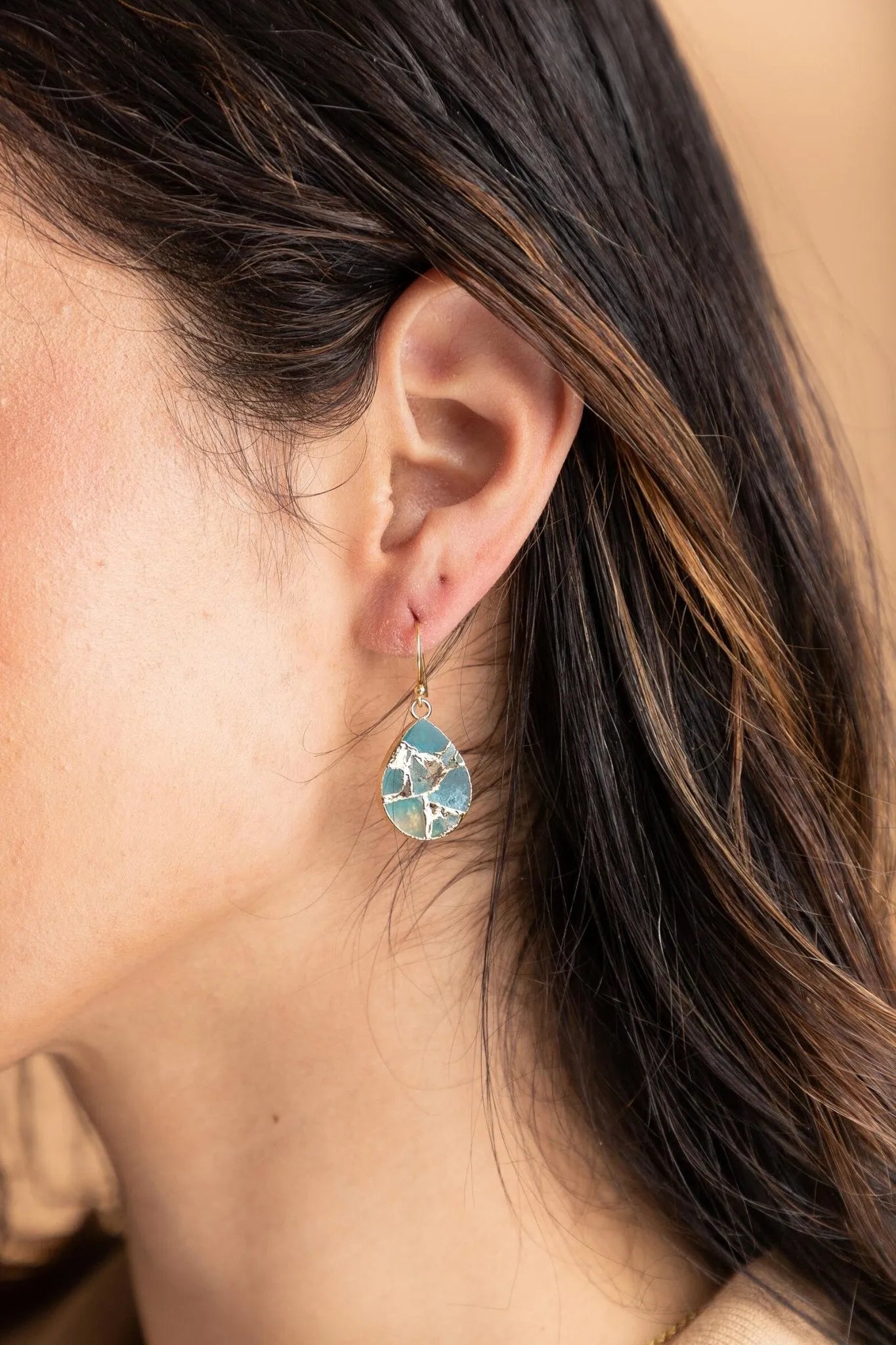Natural Gemstone Drop Mojave Earrings for Women - Handmade Boho Dangle Earrings for Casual & Party Wear - Perfect Gift for Her