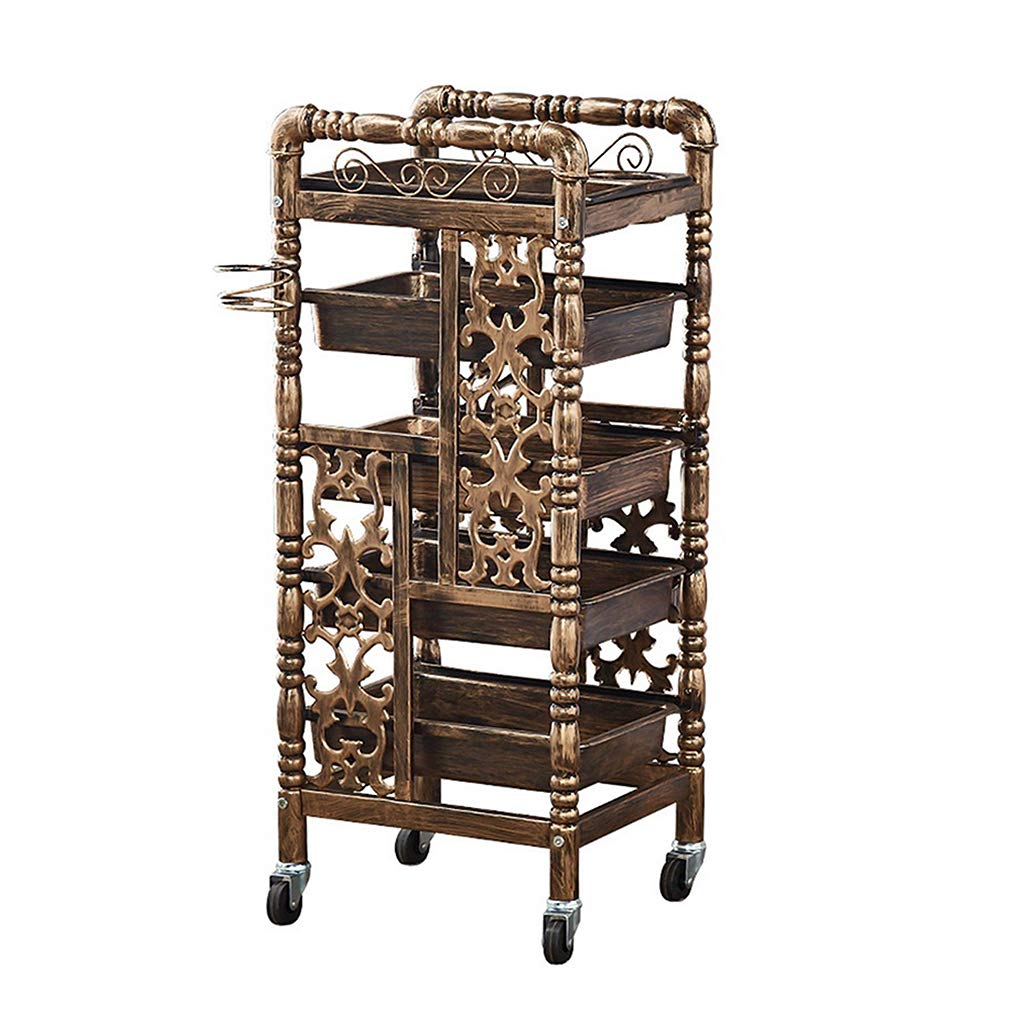 Vintage Salon Trolley Cart with 4 Drawers - Mobile Hairdressing & Spa Storage Cart with Wheels, Metal Utility Serving Cart for Salon, Spa, Home or Office - Perfect for Beauty Professionals, Home Organization & Indoor/Outdoor Use