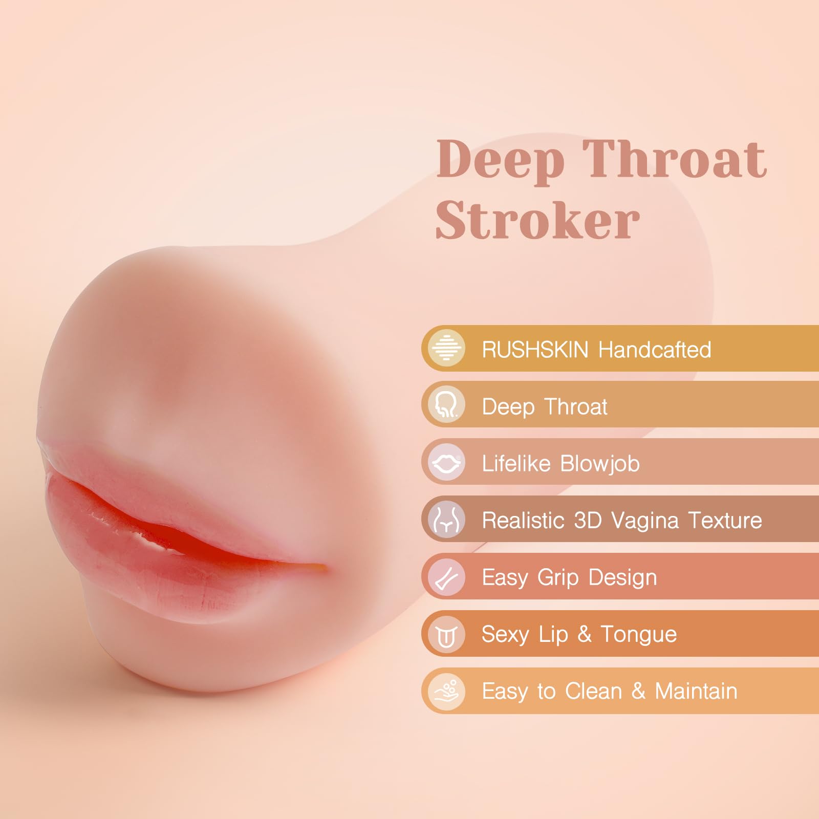 Tracy's Dog Male Masturbator - Realistic Deep Throat Blowjob Stroker Sex Toy for Men | RUSHSKIN Close-Ended Pocket Pal Adult Toy | Perfect for Solo Play, Couples Fun & Discreet Pleasure at Home