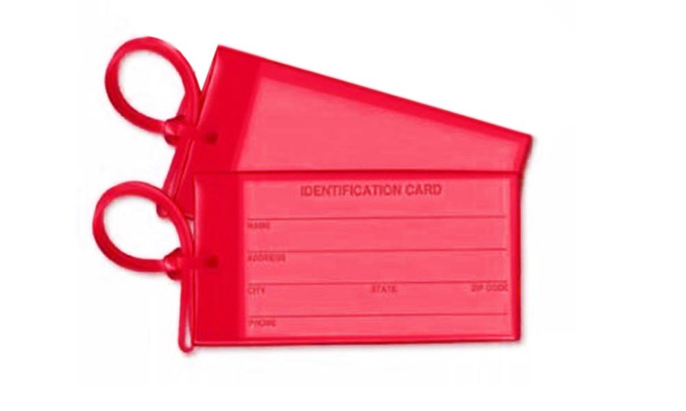 2 Pack Durable Red Luggage Tags - Made in USA - Perfect for Travel, Suitcases & Backpacks Identification