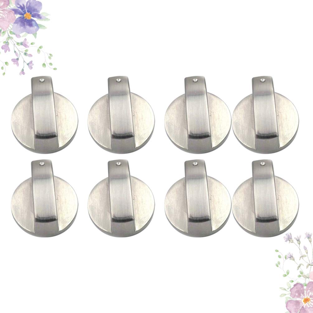 8pcs Stainless Steel Round Gas Stove Knobs - Replacement Cooker Oven Hob Control Knobs - Durable & Heat Resistant for Kitchen Stove, Oven, Grill (Perfect for Home & Commercial Use)