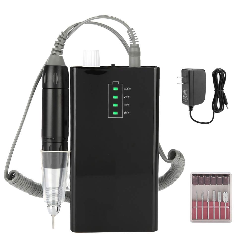 Salmue 30000 RPM Cordless Rechargeable Electric Nail Drill Kit - Low Noise Manicure Pedicure Machine with Nail File Polisher & Grinder Bits Set for Professional Salon & Home Nail Care
