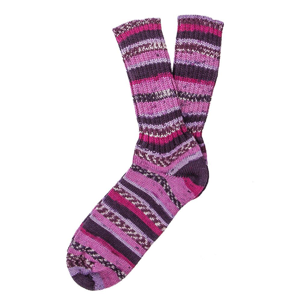 Women's Stylish Purple Pattern Designer Irish Wool Socks - Cozy & Warm for Winter, Hiking, and Outdoor Adventures