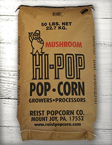 Premium Yellow Mushroom Popcorn - Non-GMO, Bulk 50lb Bag for Movie Theaters, Concession Stands & Snack Shops - Great for Kettle Corn & Caramel Popcorn