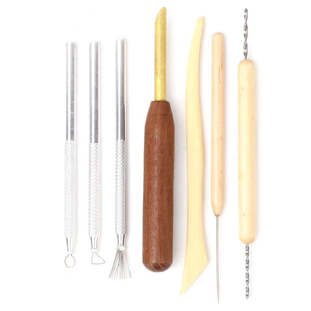 LZKW 7Pcs Pottery Tool Set for Clay Carving & DIY Crafts - Perfect for Ceramic Artists