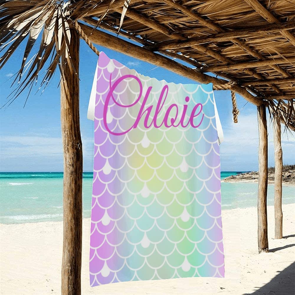 Personalized Beach Towels with Name - Custom Monogrammed Large Soft Quick Dry Towels for Women, Men, Adults - Perfect for Pool, Vacation, Summer Travel & Beach Gifts