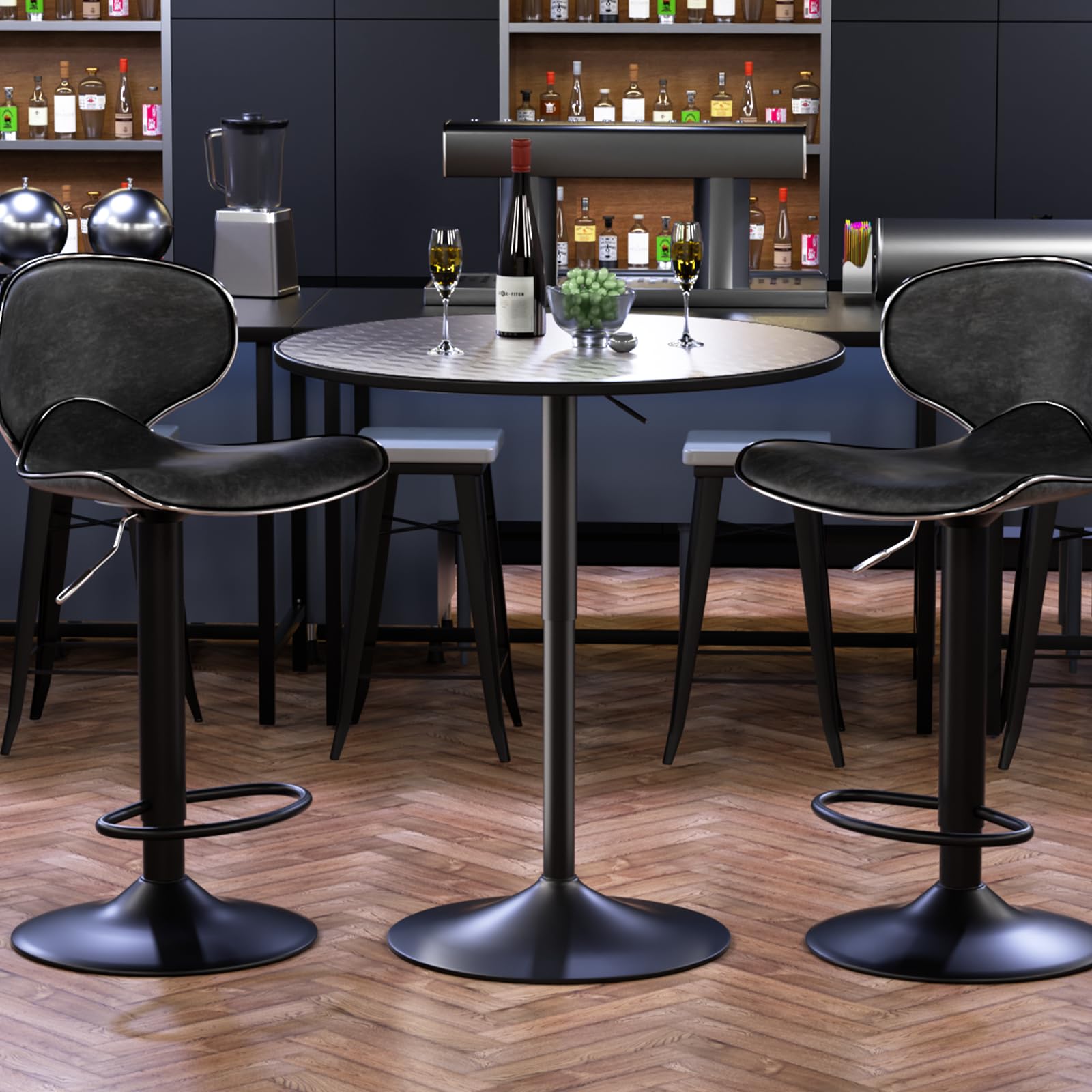 31.5 Inch Round Adjustable Height Pub Table - 27.5