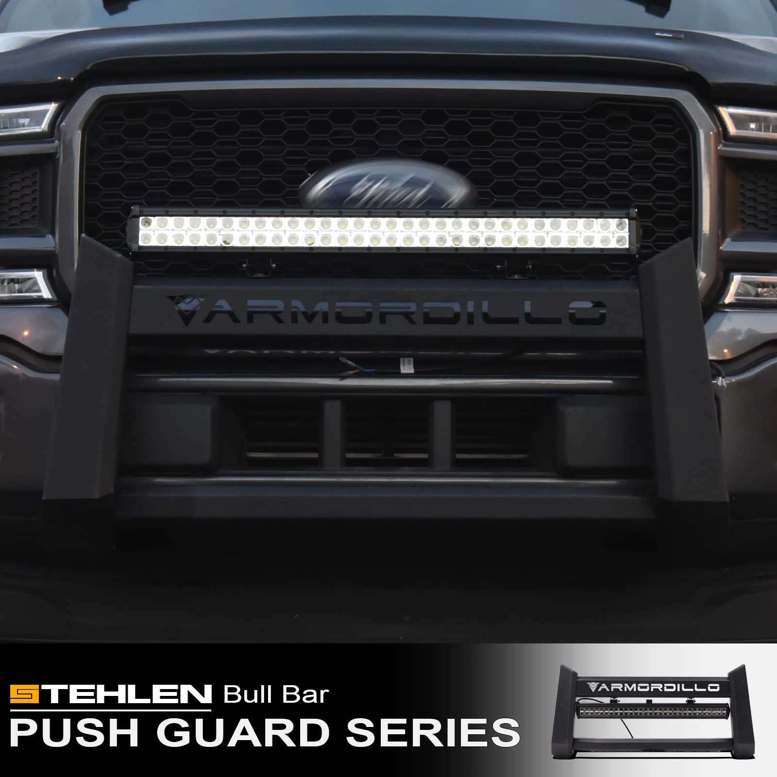 2014-2018 GMC Sierra 1500 & 2019 Limited Matte Black Steel Bull Bar Bumper Push Guard with 32